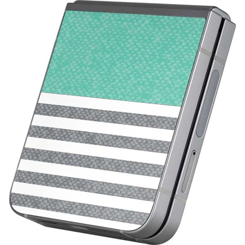 Teal and Grey Stripes Galaxy Z Flip6 Skin