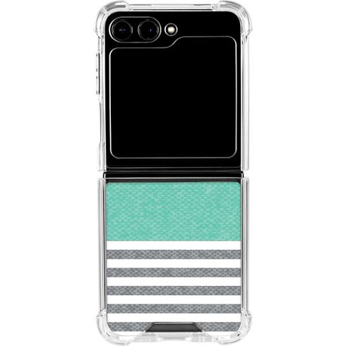 Teal and Grey Stripes Galaxy Z Flip6 Clear Case
