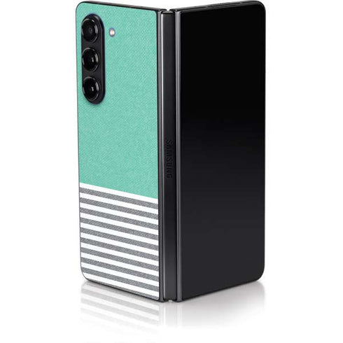 Teal and Grey Stripes Galaxy Z Fold5 5G Skin
