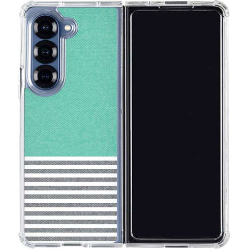 Teal and Grey Stripes Galaxy Z Fold6 Clear Case
