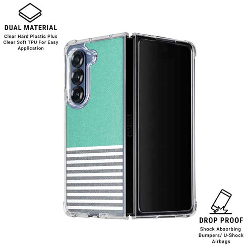 Teal and Grey Stripes Galaxy Z Fold6 Clear Case