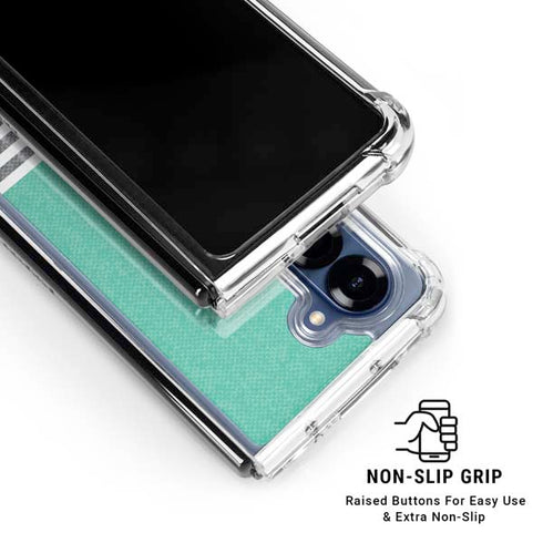 Teal and Grey Stripes Galaxy Z Fold6 Clear Case