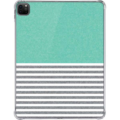 Teal and Grey Stripes iPad Pro 11in (2024) Clear Case