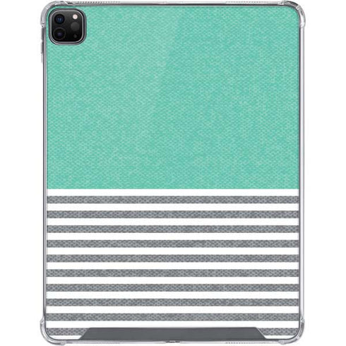 Teal and Grey Stripes iPad Cases