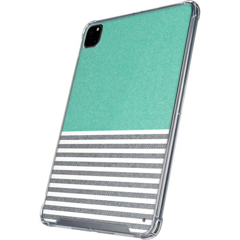 Teal and Grey Stripes iPad Cases