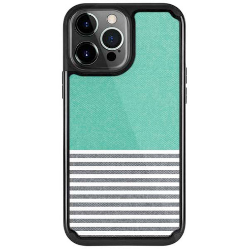 Teal and Grey Stripes iPhone Cases