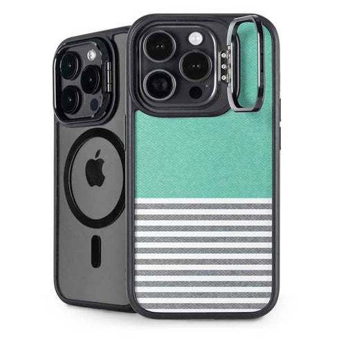 Teal and Grey Stripes iPhone 13 Pro Kickstand Case