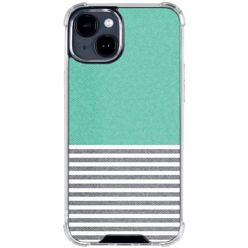 Teal and Grey Stripes iPhone 15 Clear Case