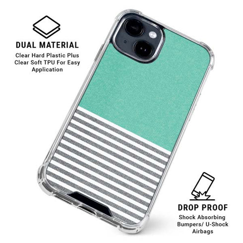 Teal and Grey Stripes iPhone 15 Clear Case