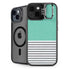 Teal and Grey Stripes iPhone 15 Kickstand Case