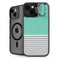 Teal and Grey Stripes iPhone 15 Plus Kickstand Case