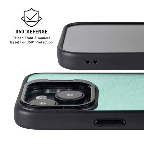 Teal and Grey Stripes iPhone 15 Plus Kickstand Case
