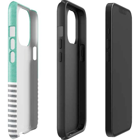 Teal and Grey Stripes iPhone 15 Pro Impact Case