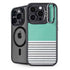 Teal and Grey Stripes iPhone 15 Pro Kickstand Case