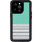 Teal and Grey Stripes iPhone 15 Pro Waterproof Case