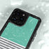 Teal and Grey Stripes iPhone 15 Pro Waterproof Case