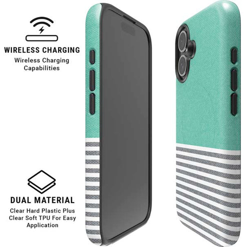 Teal and Grey Stripes iPhone 16 Magsafe Impact Case