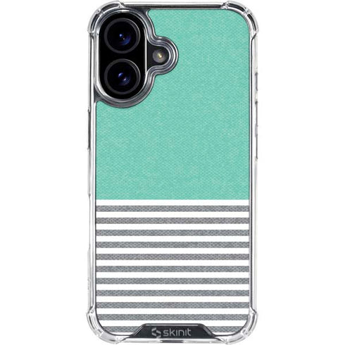 Teal and Grey Stripes iPhone 16 Plus Clear Case