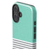 Teal and Grey Stripes iPhone 16 Plus Impact Case