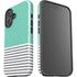 Teal and Grey Stripes iPhone 16 Plus Impact Case