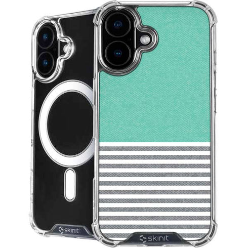 Teal and Grey Stripes iPhone 16 Plus MagSafe Case
