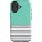 Teal and Grey Stripes iPhone 16 Plus Magsafe Impact Case