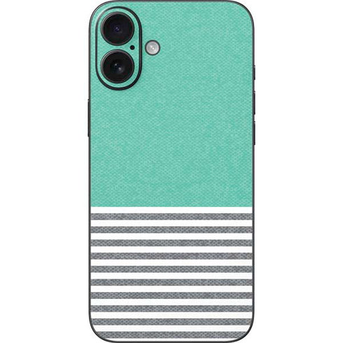 Teal and Grey Stripes iPhone 16 Plus Skin