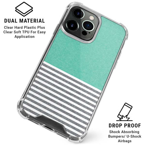 Teal and Grey Stripes iPhone 16 Pro Clear Case