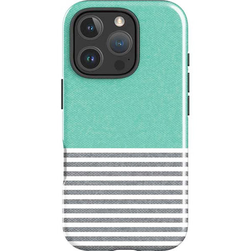 Teal and Grey Stripes iPhone 16 Pro Impact Case
