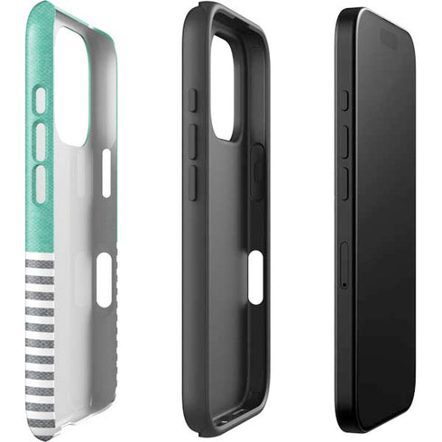Teal and Grey Stripes iPhone 16 Pro Impact Case