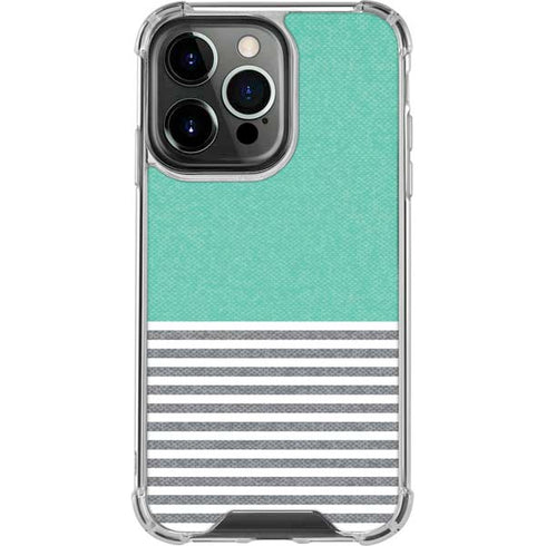 Teal and Grey Stripes iPhone 16 Pro Max Clear Case