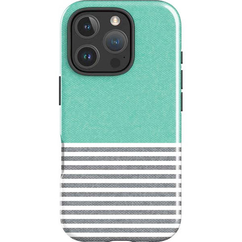 Teal and Grey Stripes iPhone 16 Pro Max Impact Case
