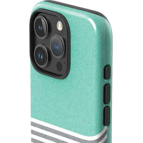 Teal and Grey Stripes iPhone 16 Pro Max Impact Case
