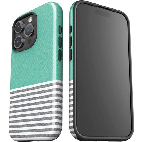 Teal and Grey Stripes iPhone 16 Pro Max Impact Case