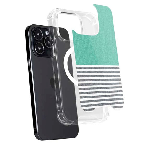 Teal and Grey Stripes iPhone 16 Pro Max MagSafe Case