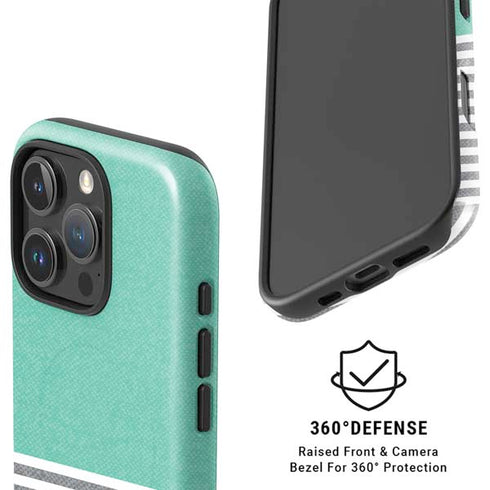 Teal and Grey Stripes iPhone 16 Pro Max Magsafe Impact Case