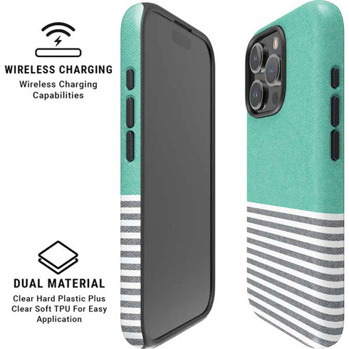 Teal and Grey Stripes iPhone 16 Pro Max Magsafe Impact Case