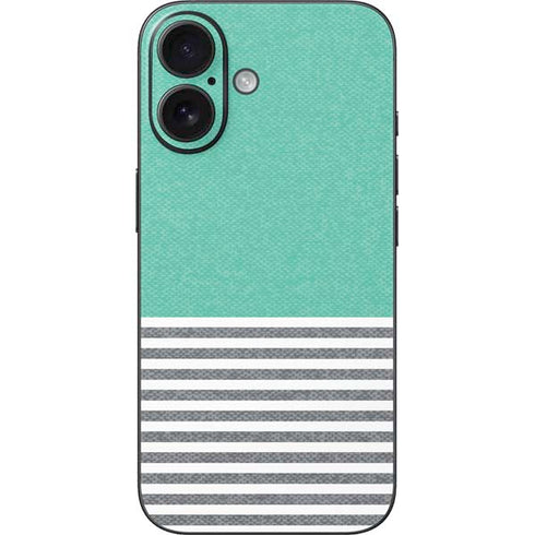 Teal and Grey Stripes iPhone 16 Skin