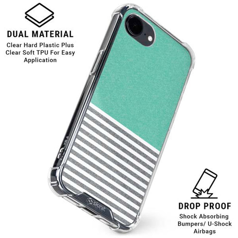Teal and Grey Stripes iPhone 16e Clear Case