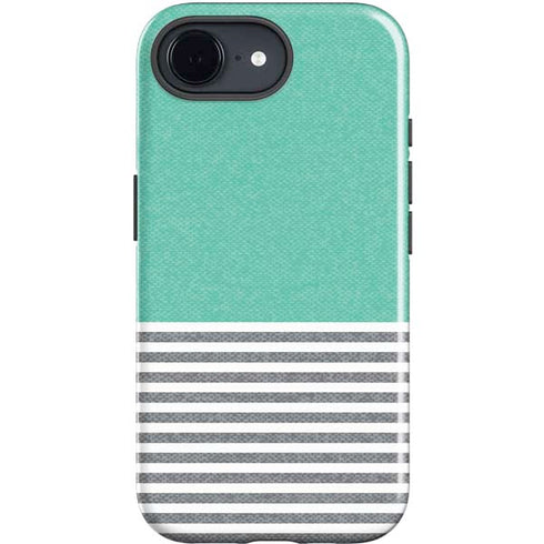 Teal and Grey Stripes iPhone 16e Impact Case