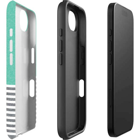 Teal and Grey Stripes iPhone 16e Impact Case