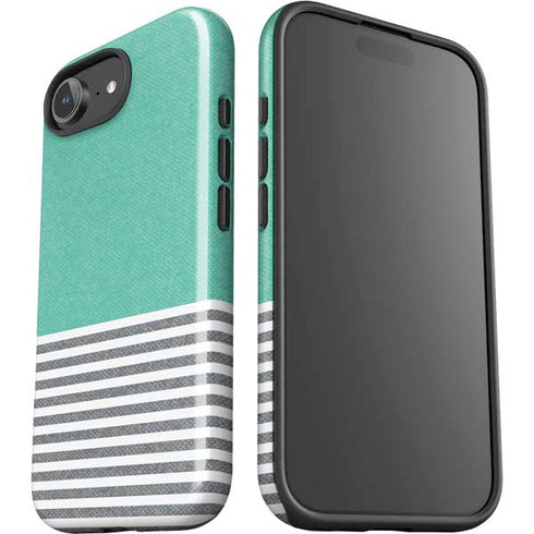 Teal and Grey Stripes iPhone 16e Impact Case