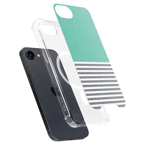 Teal and Grey Stripes iPhone 16e MagSafe Case