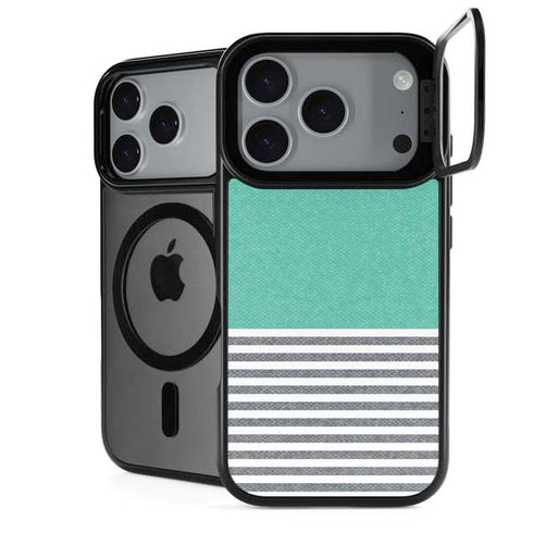 Teal and Grey Stripes iPhone 18 Pro Kickstand Case