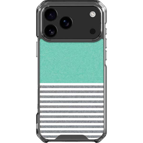 Teal and Grey Stripes iPhone 18 Pro Max Clear Case