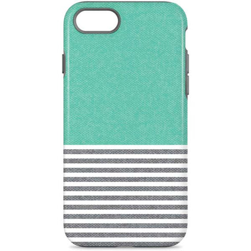 Teal and Grey Stripes iPhone Cases