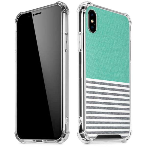 Teal and Grey Stripes iPhone X/XS Clear Case