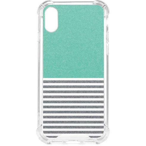Teal and Grey Stripes iPhone XS Clear Case