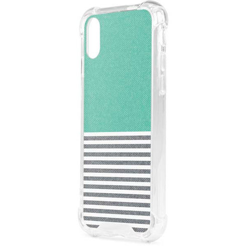 Teal and Grey Stripes iPhone XS Clear Case