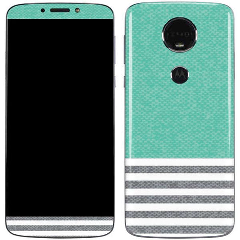 Teal and Grey Stripes Moto E5 Plus Skin